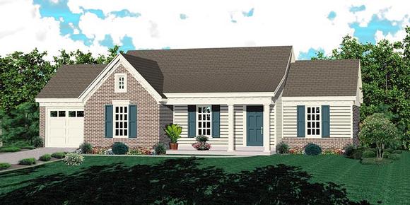 Traditional House Plan 44930 with 2 Beds, 2 Baths, 2 Car Garage Elevation