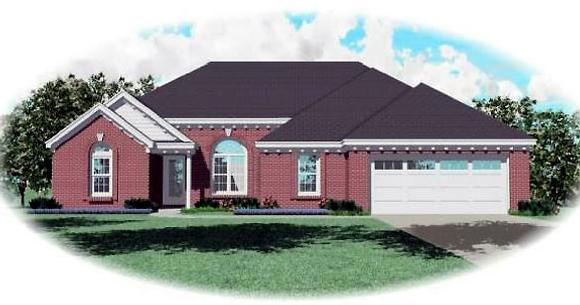 Ranch House Plan 44934 with 3 Beds, 2 Baths, 2 Car Garage Elevation