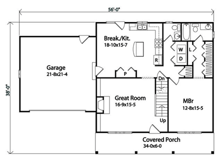 Country, Traditional House Plan 45101 with 3 Beds, 3 Baths, 2 Car Garage First Level Plan