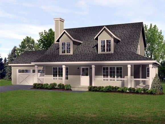 Country, Traditional House Plan 45103 with 3 Beds, 3 Baths, 2 Car Garage Elevation
