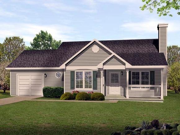 Ranch, Traditional House Plan 45105 with 2 Beds, 2 Baths, 1 Car Garage Elevation
