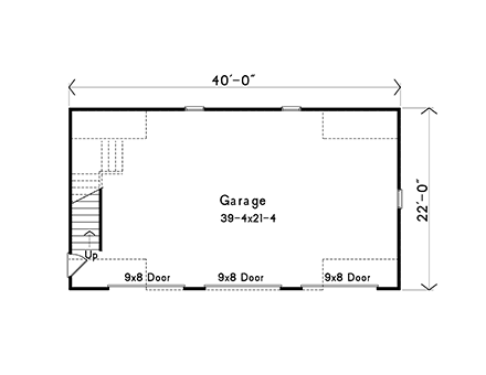 3 Car Garage Apartment Plan 45114 with 1 Beds, 1 Baths First Level Plan