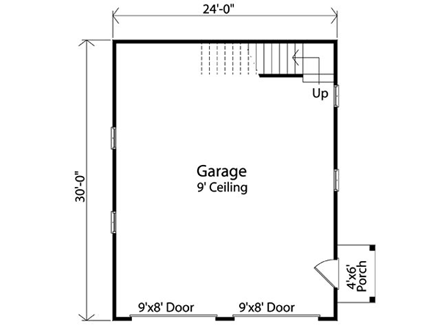 Country, Traditional 2 Car Garage Plan 45119 First Level Plan