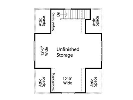 Country, Traditional 2 Car Garage Plan 45119 Second Level Plan