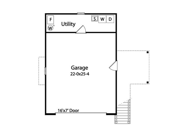 2 Car Garage Apartment Plan 45121 with 2 Beds, 1 Baths Level One