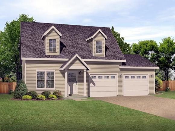2 Car Garage Apartment Plan 45122 with 2 Beds, 2 Baths Elevation
