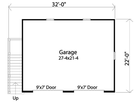2 Car Garage Apartment Plan 45128 with 1 Beds, 1 Baths First Level Plan