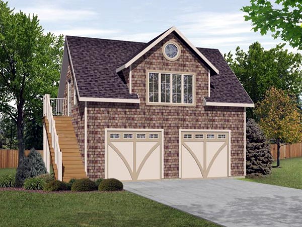 2 Car Garage Apartment Plan 45128 with 1 Beds, 1 Baths Elevation
