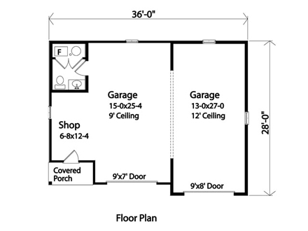 2 Car Garage Plan 45144 First Level Plan