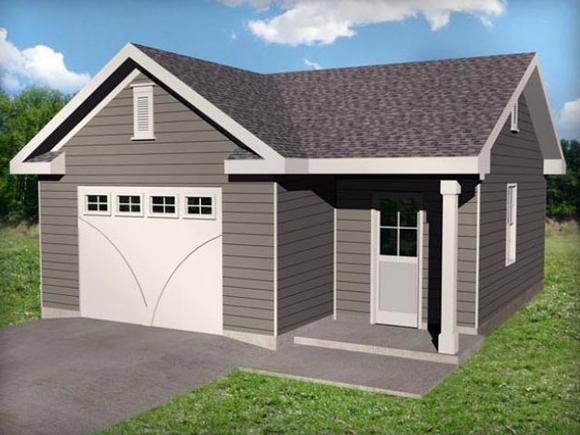 1 Car Garage Plan 45148 Elevation