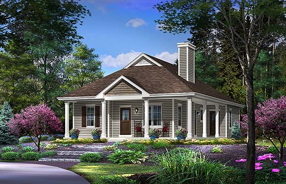 Country House Plan 45155 with 2 Beds, 2 Baths Elevation