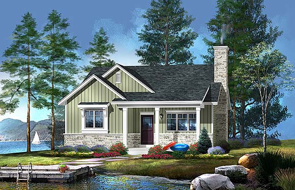Cabin, Country, Craftsman House Plan 45157 with 2 Beds, 2 Baths Elevation