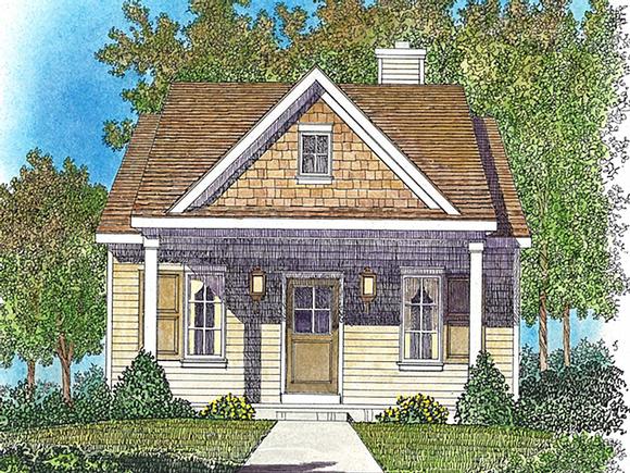 Bungalow, Cottage House Plan 45163 with 1 Beds, 1 Baths Elevation