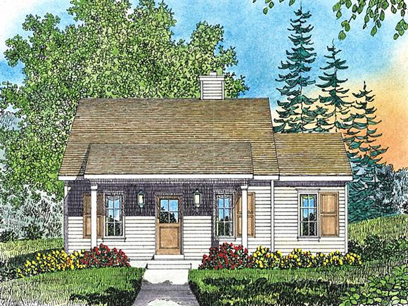 Cottage, Narrow Lot House Plan 45164 with 1 Beds, 1 Baths Elevation
