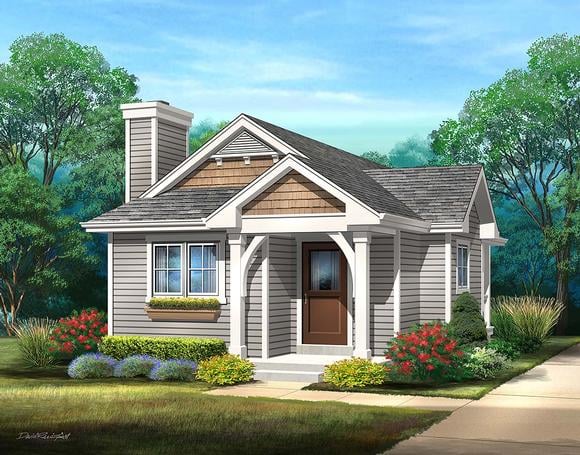 Bungalow, Cottage, One-Story House Plan 45169 with 1 Beds, 1 Baths Elevation