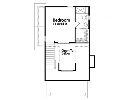 Craftsman, Narrow Lot House Plan 45170 with 1 Beds, 2 Baths Second Level Plan