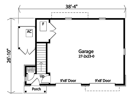 Farmhouse, Traditional 2 Car Garage Apartment Plan 45183 with 1 Beds, 1 Baths First Level Plan