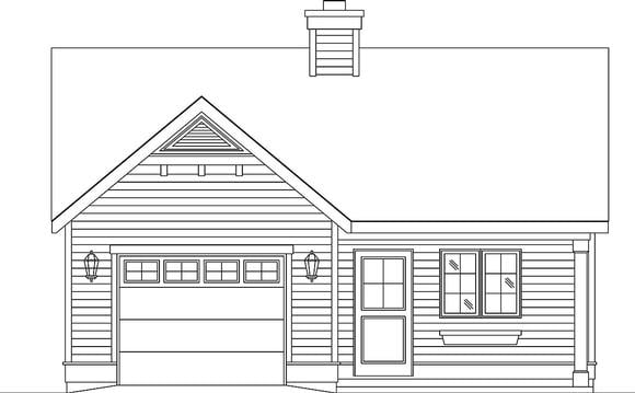Narrow Lot, One-Story House Plan 45188 with 1 Beds, 1 Baths, 1 Car Garage Elevation