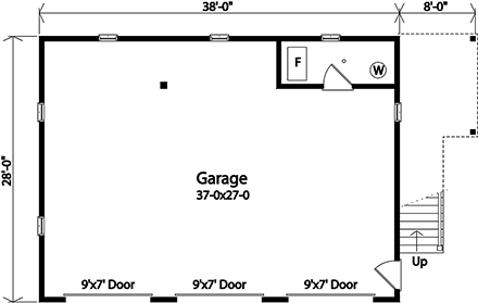 Traditional 3 Car Garage Apartment Plan 45192 with 2 Beds, 2 Baths First Level Plan