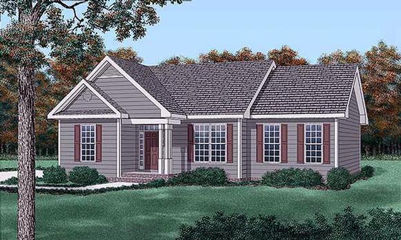 One-Story, Traditional House Plan 45211 with 3 Beds, 2 Baths Elevation