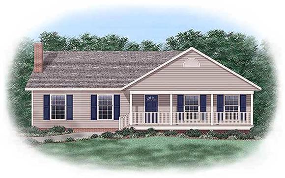 Ranch, Traditional House Plan 45240 with 3 Beds, 2 Baths Elevation