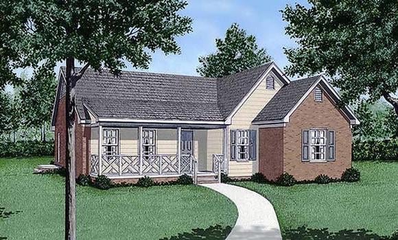 One-Story, Traditional House Plan 45247 with 3 Beds, 2 Baths Elevation