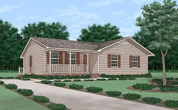 One-Story, Ranch House Plan 45257 with 3 Beds, 2 Baths Elevation