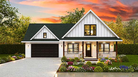 Traditional House Plan 45260 with 3 Beds, 3 Baths, 2 Car Garage Elevation