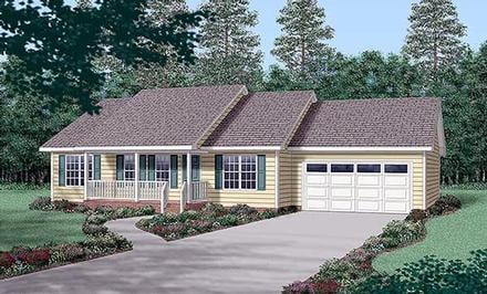 Ranch House Plan 45269 with 3 Beds, 2 Baths, 2 Car Garage