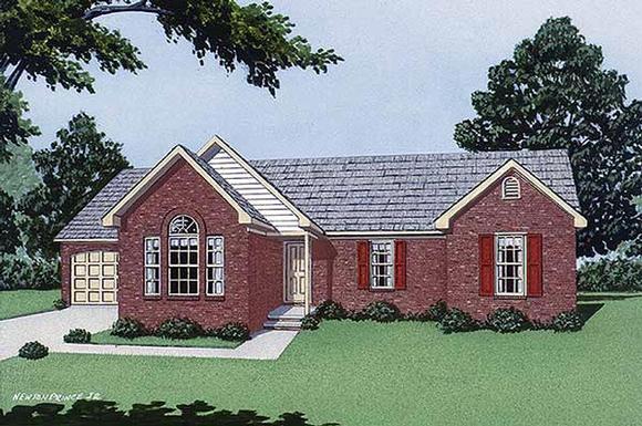 One-Story, Traditional House Plan 45274 with 3 Beds, 2 Baths, 1 Car Garage Elevation