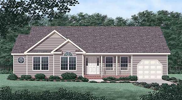 One-Story, Ranch House Plan 45277 with 3 Beds, 2 Baths, 1 Car Garage Elevation