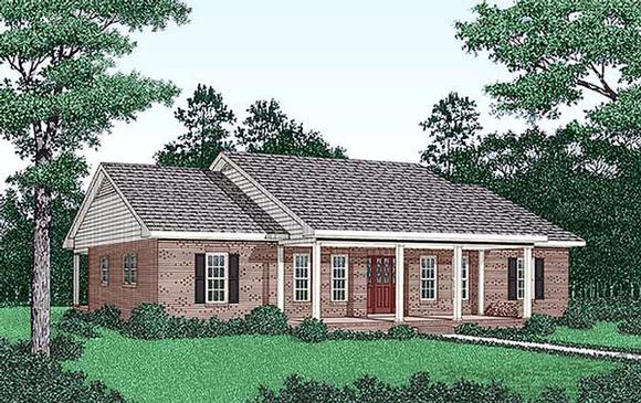 One-Story, Ranch House Plan 45285 with 3 Beds, 2 Baths Elevation