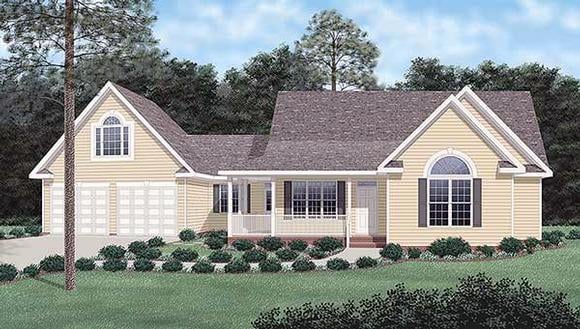 Traditional House Plan 45286 with 3 Beds, 2 Baths, 2 Car Garage Elevation