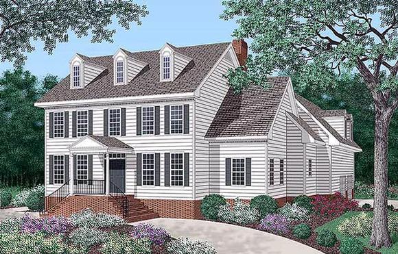 Colonial House Plan 45289 with 4 Beds, 5 Baths, 2 Car Garage Elevation