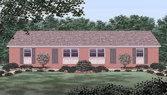 One-Story, Ranch Multi-Family Plan 45291 with 6 Beds, 2 Baths Elevation