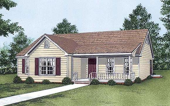 One-Story, Ranch House Plan 45294 with 3 Beds, 2 Baths Elevation