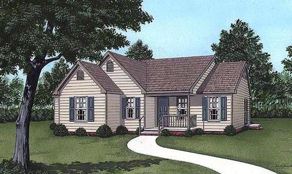 One-Story, Traditional House Plan 45299 with 3 Beds, 2 Baths Elevation