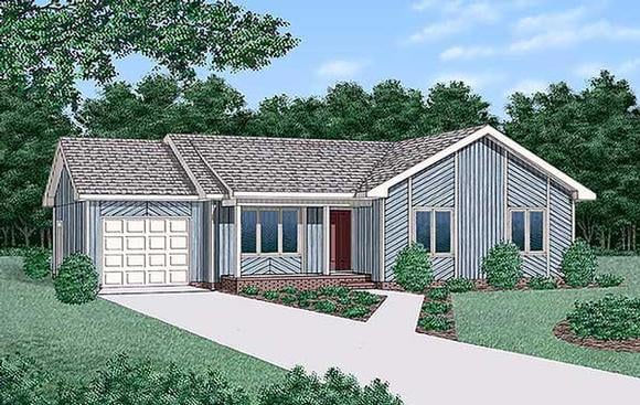 Contemporary, One-Story, Ranch House Plan 45307 with 3 Beds, 2 Baths, 1 Car Garage Elevation