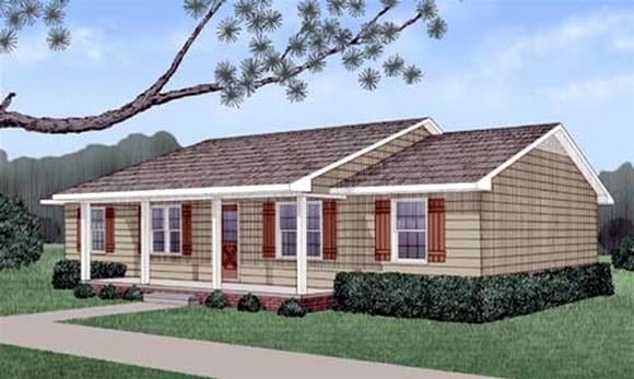 One-Story, Ranch House Plan 45313 with 4 Beds, 2 Baths Elevation