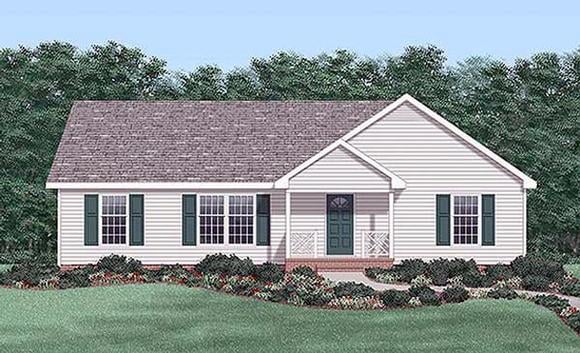 One-Story, Ranch House Plan 45315 with 3 Beds, 2 Baths Elevation
