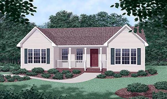 Ranch House Plan 45316 with 3 Beds, 2 Baths Elevation