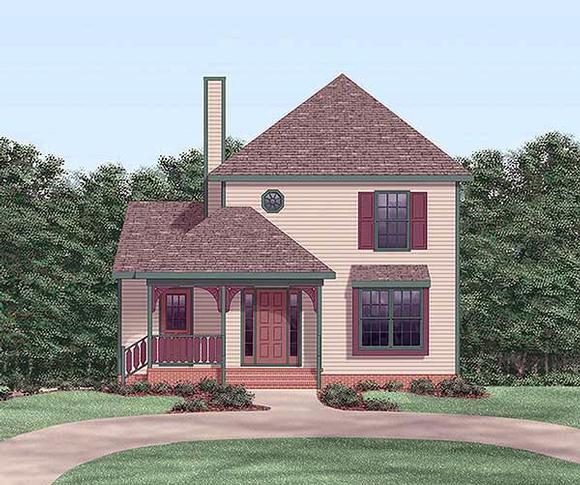 Narrow Lot, Traditional House Plan 45317 with 3 Beds, 2 Baths Elevation