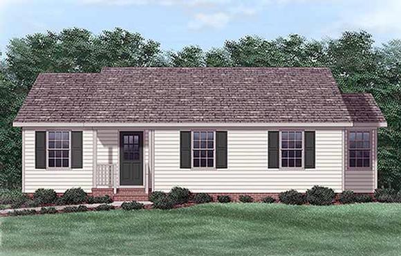 One-Story, Ranch House Plan 45322 with 3 Beds, 2 Baths Elevation