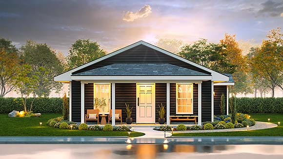Ranch, Traditional House Plan 45324 with 4 Beds, 2 Baths Elevation