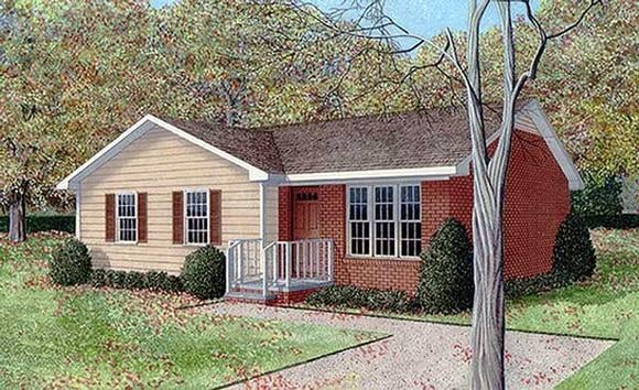 One-Story, Ranch House Plan 45326 with 3 Beds, 2 Baths Elevation