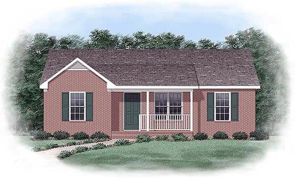 Narrow Lot, One-Story, Ranch House Plan 45329 with 3 Beds, 2 Baths Elevation
