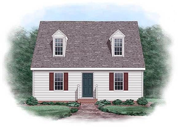 Cape Cod, Narrow Lot House Plan 45330 with 3 Beds, 2 Baths Elevation