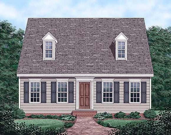 Cape Cod, Narrow Lot House Plan 45336 with 3 Beds, 3 Baths Elevation