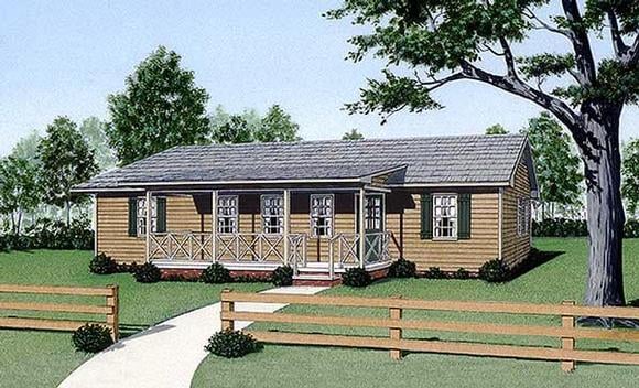 Ranch House Plan 45337 with 4 Beds, 2 Baths Elevation