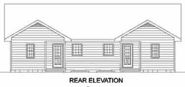 Traditional Multi-Family Plan 45347 with 4 Beds, 4 Baths Rear Elevation